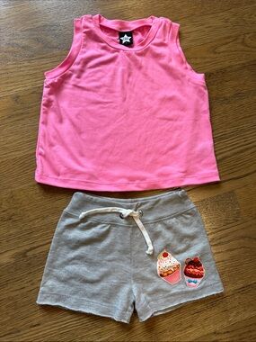 Random Hearts Short w Pixielane Pink Tank Set Girls 3T NWOT